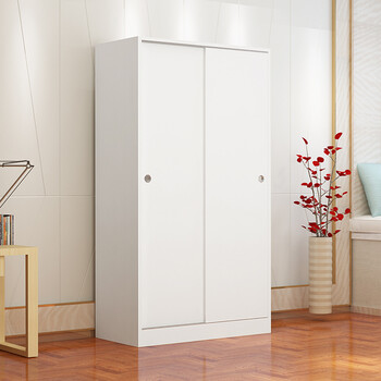 耀祺 衣柜 简约现代推拉门衣柜板式成人衣橱 白色 e款 高180长160深50