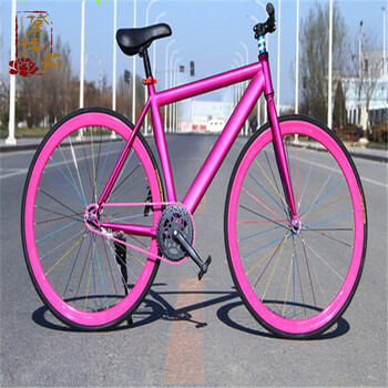 高碳钢车架40刀圈肌肉车架26寸倒刹倒骑死飞 玫红色 26cm倒刹