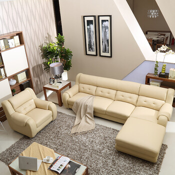 a家家具 美式头层牛皮真皮沙发小户型客厅沙发组合 三人位 右贵妃位