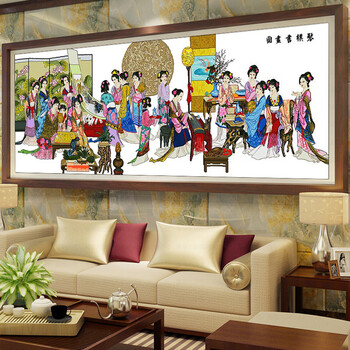 悟客wuke 印花十字绣红楼群芳2米 十二金钗客厅新款琴棋书画3米人物