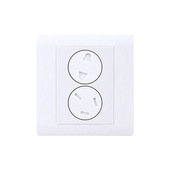 培行开关面板86型旋转无孔五孔插座拉丝白无边框墙壁插座面板 拉丝白