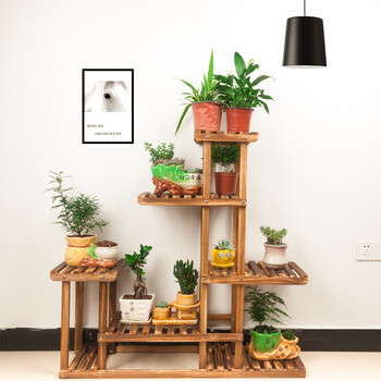 实木花架落地多层木质花架阳台客厅室内花架防腐木碳化花架多层花架实木碳化款任意尺寸定制请一定要联系客服 图片价格品牌报价 京东