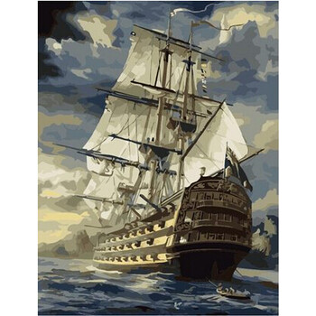 (七夕拼惠)数字油画一帆风顺diy填色大海帆船风景航海凯旋归来装饰画