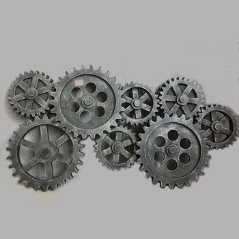 复古工业风大型齿轮装饰品墙壁挂件酒吧咖啡馆个性创意壁饰 银色 8齿