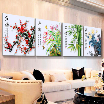 卡卡十字绣5D魔方钻石画 圆钻十字绣 梅兰竹菊 钻石绣贴贴画新款客厅风景系列 梅兰竹菊5D魔方钻画四联36*36m
