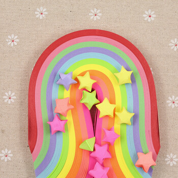 荧光彩色星星条学生折纸儿童幼儿彩条纸手工diy幸运星外包装图案随机