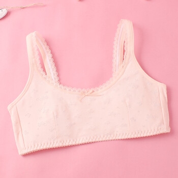 少女内衣发育期夏初中高中学生 小背心式无钢圈薄款文胸 粉色730 70aa