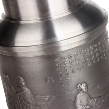 品茶忆友 锡制茶叶罐 兰亭序茶叶盒 纯锡茶盒 密封罐 茶道配件 竹林七贤特大号