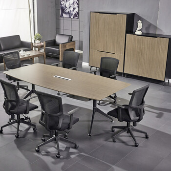 德诚和办公家具简约现代会议桌 钢木结合会议桌椅会议台组合板式会议