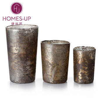 Homesup 捷尚居 防风玻璃烛台瑞士进口 欧式怀旧 玻璃时尚创意 怀旧黄(小)