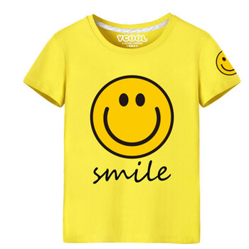 笑脸t恤女2017夏季新款创意情侣装情侣t恤笑脸短袖 男黄色 l