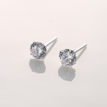 白钻(5毫米)一对_ 7折现价s925纯银耳钉女日韩国气质简约超迷你镶钻小