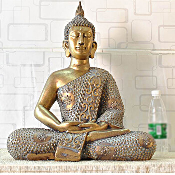 顺通礼坊 东南亚风格释迦摩尼佛像摆件 树脂办公室佛教家居装饰品坐佛