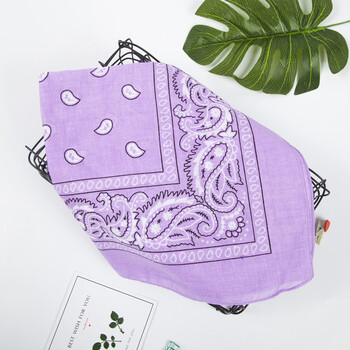 同款发带围巾丝巾 男女士潮街舞嘻哈多用方巾 浅紫色腰果花方巾发带