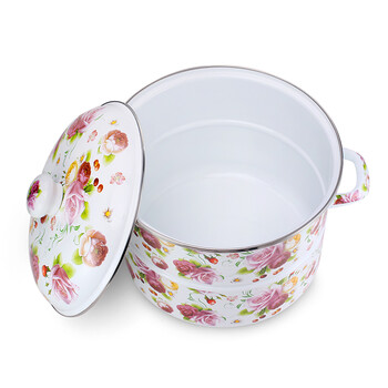 
                                        索芙丽 珐琅搪瓷蒸锅 二层24cm/26cm加厚搪瓷锅双层蒸锅汤锅炖锅电磁炉通用带蒸片 爱情花26cm                