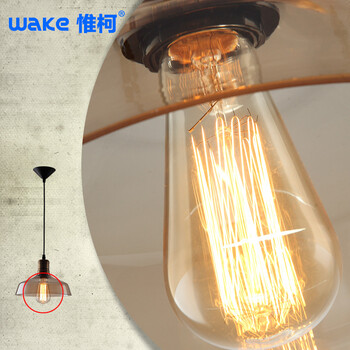 惟柯(wake)LED吊灯法式乡村复古工业风餐厅复式优雅阁楼吊灯玻璃灯具WD991 配如图爱迪森灯泡