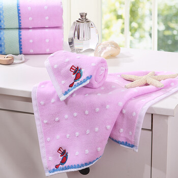 lovo罗莱出品毛巾方巾时尚点点方巾组粉色3434