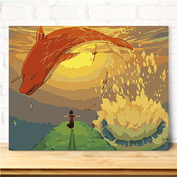 悠趣diy数字油画 手绘大幅卡通动漫国漫儿童装饰画 大鱼海棠 gx9978