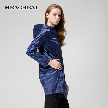 Meacheal米茜尔专柜同款正品2014冬季新款 蓝色设计款风衣 蓝色 XL