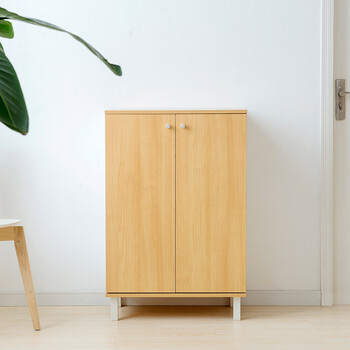门客厅隔断家具北欧简约风格对开门鞋凳可坐简易组装鞋柜 ax-1梨木色
