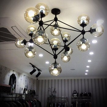 何以笙箫默同款 kc灯具 北欧创意个性玻璃球艺术灯饰餐厅服装店客厅枝形魔豆吊灯 10头-含LED-3W灯泡-白