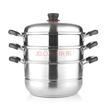 炊大皇蒸锅304不锈钢蒸锅三层蒸锅复底锅28cmWG16331电磁炉通用