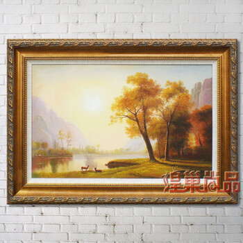 
                                        煌巢尚品客厅玄关装饰画手绘风景油画古典山水聚宝盆壁画欧式沙发背景画横版有框画电表箱遮挡画 欧式黄桐实木框-聚宝盆A 订制带框长120x高80cm                