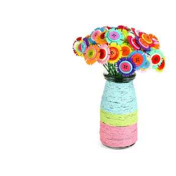 手工花束纽扣花束手工diy儿童手工制作材料包教师节创意礼物 康乃馨
