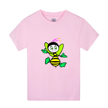 童装男童女童春夏装新款小蜜蜂短袖体恤衫女孩学生班服子装 浅绿色