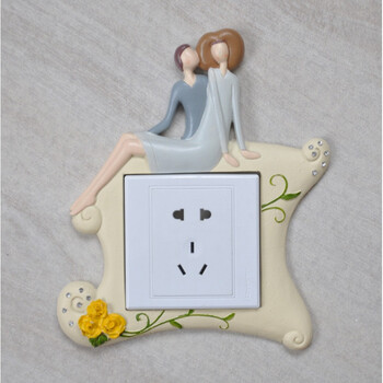 mx86现代树脂插座装饰双开关贴墙贴面板保护套中式118型sn5581 抱抱