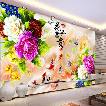 mx25d十字绣钻石画满钻 花开富贵九鱼图 贴钻钻石绣 新款砖石画 客厅