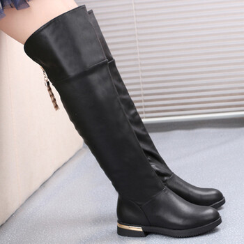 小皇鸟(xiaohuangniao) 女童长筒靴子儿童过膝高筒靴纯色皮靴秋冬季