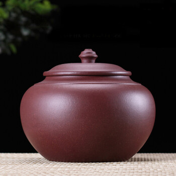 
                                        玖晟祥 宜兴精品紫砂茶叶罐手工朱泥 普洱茶缸 存茶罐大号紫砂缸                