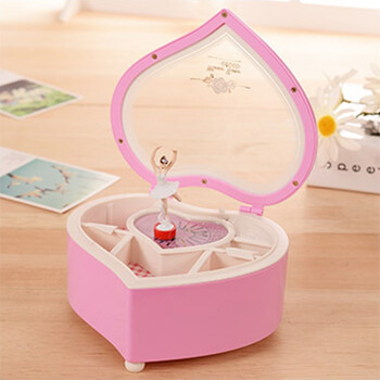 爱心旋转女孩塑料音乐盒创意八音盒 情侣生日礼物 粉色_ 5折现价88元