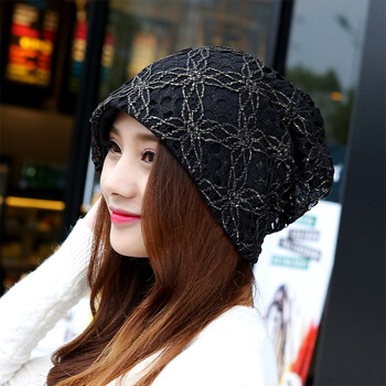 帽子女春秋包头发帽蕾丝套头帽冬季花朵头巾帽优雅韩版月子帽睡帽 yf