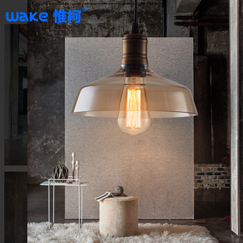 惟柯(wake)LED吊灯法式乡村复古工业风餐厅复式优雅阁楼吊灯玻璃灯具WD991 配如图爱迪森灯泡