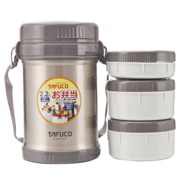 
                                        
                                                            泰福高（TAFUCO）保温饭盒 不锈钢焖烧保温提锅免加热三层保温桶 T-2510 香槟金色2.2L 赠保温包                