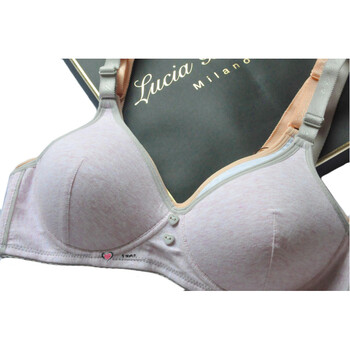 两件棉棉纯色文胸无钢圈薄棉b罩杯内衣中老年胸罩 粉色 75b