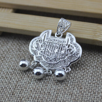 百氏银诚大人足银长命锁银锁吊坠女990足银平安锁元宝银项链锁骨链