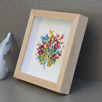 倾阑 衍纸相框 立体相框蝴蝶丝带绣立体衍纸画框电表箱框 米白色 30*