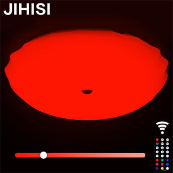 JIHISI led吸顶灯 水母简约现代卧室灯 遥控全彩灯具 开关调色温24W直径52厘米无遥控