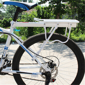 自行车后货架山地车后座单车后尾架载人车架快拆白色v碟刹货架 白色