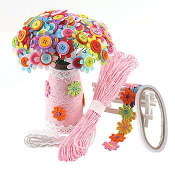 纽扣花束手工材料包 儿童幼儿园手工diy制作材料包美劳素材亲子手工