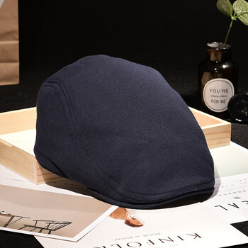 贝雷帽男潮款短檐男士鸭舌帽平顶帽秋冬经典时尚休闲方帽子百搭 藏青