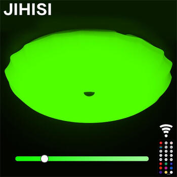 JIHISI led吸顶灯 水母简约现代卧室灯 遥控全彩灯具 开关调色温24W直径52厘米无遥控