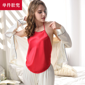 肚兜式古典单件女士性感内衣宫廷古装红色肚兜丝绸睡衣火辣 红色 单件