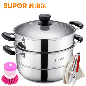 
                                        苏泊尔（SUPOR） 30cm易存储二层复底304不锈钢蒸锅 多用汤锅蒸锅 SZ30B1                