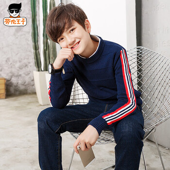 毛衣新款品牌2017青少年长袖套头上衣12岁学生秋冬加厚针织衫15男孩潮