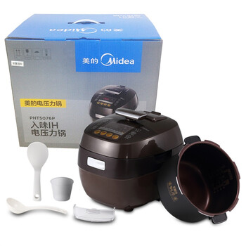 
                                        美的(Midea)电压力锅 IH大火力加热 玄钢厚釜 中途加菜 PHT5076PA 5L高压锅                