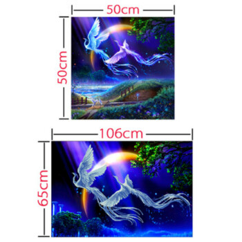新款钻石画比翼双飞十字绣凤凰孔雀方钻圆钻水钻满钻结婚5d贴钻画情侣 方钻满钻50*50厘米